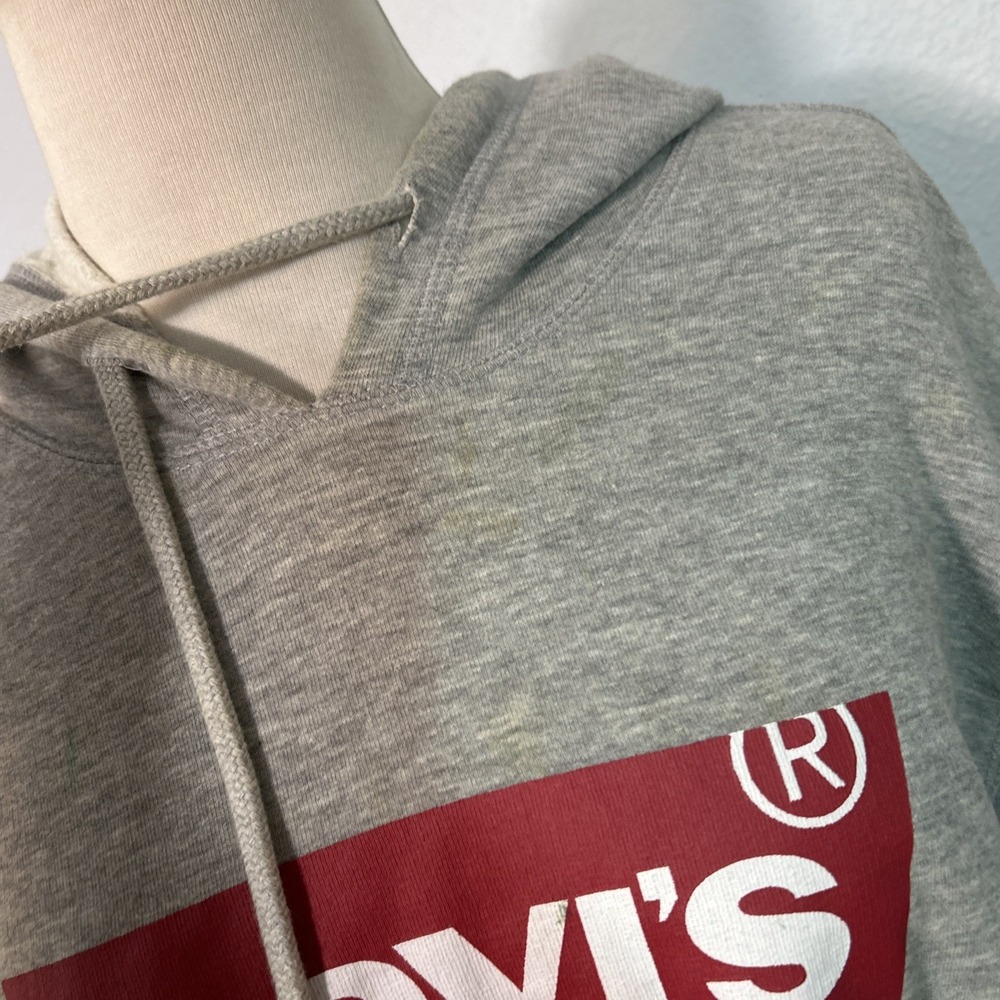 Levis Hoodie Mens L Gray Batwing Logo Fleece Pullover Streetwear Casual‎ - Picture 7 of 13